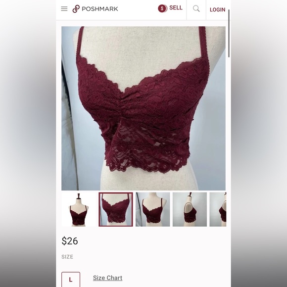 Wishlist Burgundy lace longline bralette. Size S - Picture 6 of 6